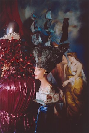 renaissance - Buste de femme en chapeau de navire Photographie de stock - Premium Libres de Droits, Code: 645-01826338
