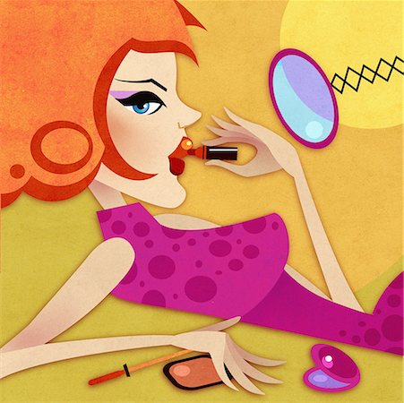 Woman applying lipstick Stock Photo - Premium Royalty-Free, Code: 645-01826501