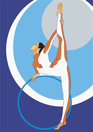 Gymnast with hoop Foto de stock - Sin royalties Premium, Código: 645-01826565