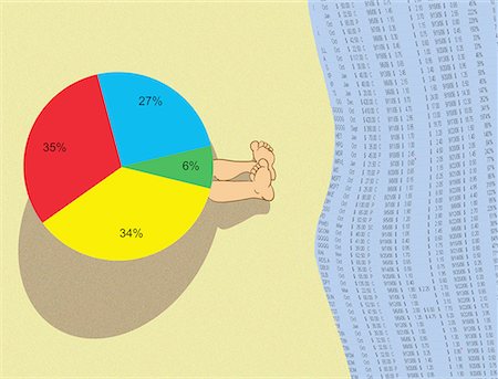 pie chart - Camembert parasol sur la plage de la financière Photographie de stock - Premium Libres de Droits, Code: 645-02153300