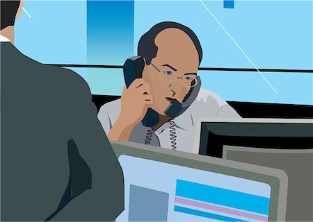 stress cartoon - Businessman on phone at desk Stock Photo - Premium Royalty-Free, Code: 645-02153332