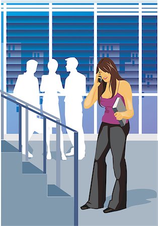 stairs illustration - Front view of a businesswoman busy on phone Foto de stock - Sin royalties Premium, Código: 645-02153347