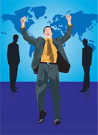 simsearch:645-02153390,k - Businessman standing with his arms raised Stock Photo - Premium Royalty-Free, Code: 645-02153355