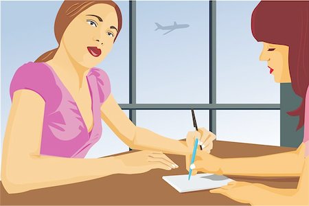 female colleague illustration - Two businesswomen having a discussion Stock Photo - Premium Royalty-Free, Code: 645-02153357