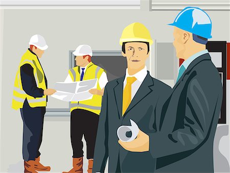 engineers meeting full body - Architects discussing the plans Stock Photo - Premium Royalty-Free, Code: 645-02153420