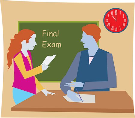 simsearch:400-04214606,k - Side view of a girl submitting answer sheet to the teacher Stock Photo - Premium Royalty-Free, Code: 645-02153451