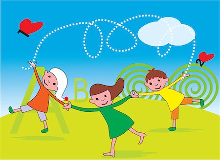 friendship day clip art - Front view of children playing in a park Stock Photo - Premium Royalty-Free, Code: 645-02153464