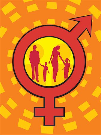 family abstract - Illustration of family with male female signs Stock Photo - Premium Royalty-Free, Code: 645-02153526