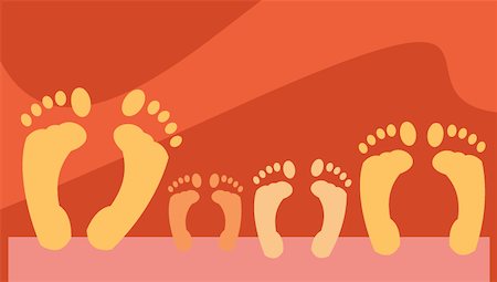 foot concept - Close up footprints of family Stock Photo - Premium Royalty-Free, Code: 645-02153535