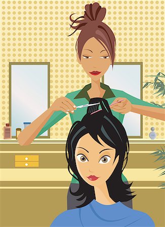 digital art - Front view of hairstylist cutting hair Stock Photo - Premium Royalty-Free, Code: 645-02153564