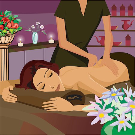 shelf for beauty parlour - Woman having massage Stock Photo - Premium Royalty-Free, Code: 645-02153561