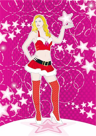 people in winter clothes illustrations - Sexy blonde in Santa outfit Stock Photo - Premium Royalty-Free, Code: 645-02925822