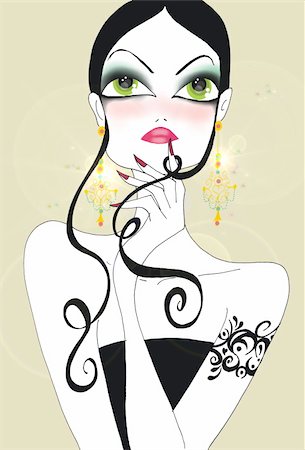 fashion illustration design - Portrait of a beautiful young woman Stock Photo - Premium Royalty-Free, Code: 645-02925851