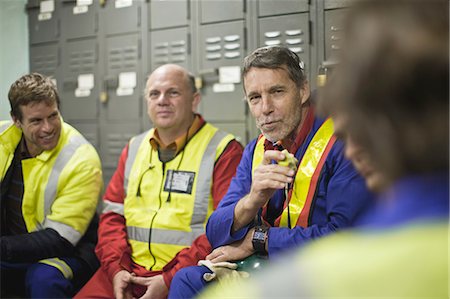 safe lockers - Workers sitting in locker room Stock Photo - Premium Royalty-Free, Code: 649-04827703