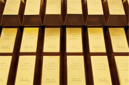 Close up of gold bars Foto de stock - Sin royalties Premium, Código: 649-05649122