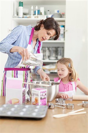 Mother and daughter baking in kitchen Foto de stock - Sin royalties Premium, Código: 649-05657183