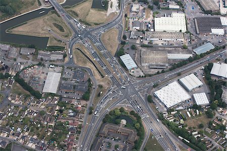 roads birds eye - Aerial view of urban center Stock Photo - Premium Royalty-Free, Code: 649-05801678