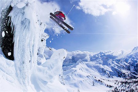 sport and ski - Skier jumping snowy slope Stock Photo - Premium Royalty-Free, Code: 649-05801886