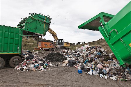 environmental pollution of garbage - Machinery at garbage collection center Stock Photo - Premium Royalty-Free, Code: 649-05821525