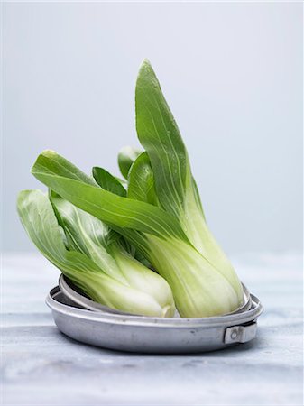 Close up of pak choi in metal bowl Stock Photo - Premium Royalty-Free, Code: 649-05950387