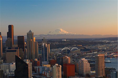 seattle - Luftbild von Seattle Skyline der Stadt Stockbilder - Premium RF Lizenzfrei, Bildnummer: 649-05950896