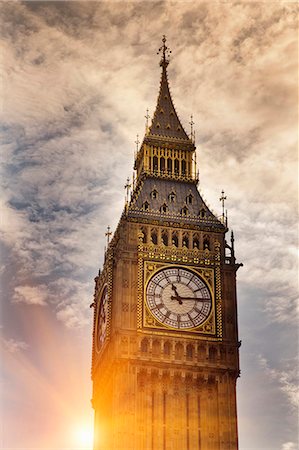 european clock - Big Ben clock tower in cloudy sky Stock Photo - Premium Royalty-Free, Code: 649-05951142