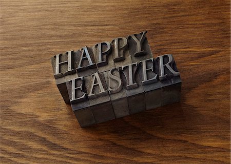 easter celebration - Lead type spelling "Happy Easter" Stock Photo - Premium Royalty-Free, Code: 649-06001435