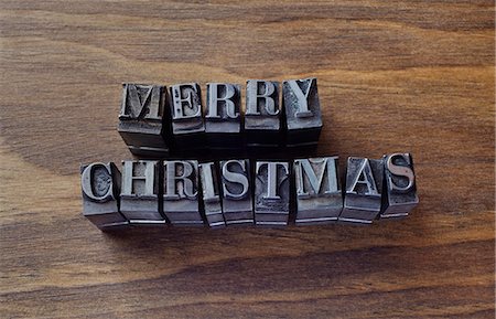 Lead type spelling "Merry Christmas" Foto de stock - Sin royalties Premium, Código: 649-06001441