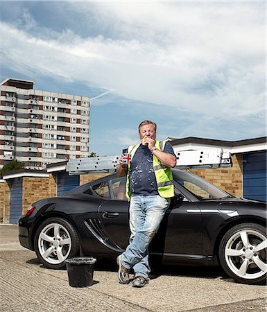 sports car - Worker eating lunch outdoors Stock Photo - Premium Royalty-Free, Code: 649-06001844