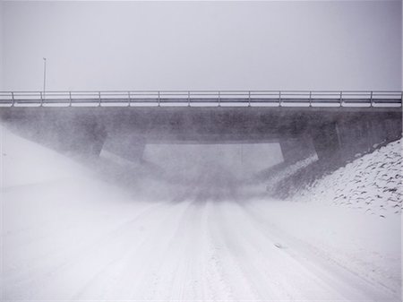 snow blizzards highway - Snowy overpass in rural landscape Stock Photo - Premium Royalty-Free, Code: 649-06041401