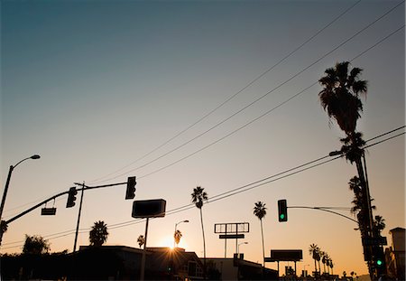 power line sunset - Hollywood Boulevard at sunset, Hollywood, Los Angeles, USA Stock Photo - Premium Royalty-Free, Code: 649-06113237
