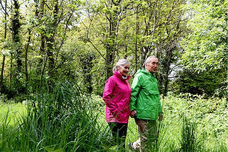 simsearch:649-06164557,k - Older couple walking in forest Fotografie stock - Premium Royalty-Free, Codice: 649-06164514