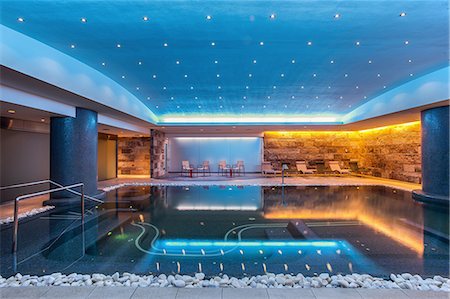 swimming pool of the hotel - Still modern indoor pool Stock Photo - Premium Royalty-Free, Code: 649-06352495