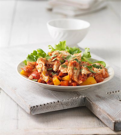 simsearch:649-06352854,k - Plate of chicken with pepper salsa Stock Photo - Premium Royalty-Free, Code: 649-06352861