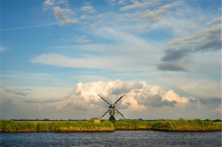europe netherlands nature - Windmill in rural landscape Stock Photo - Premium Royalty-Free, Code: 649-06352996