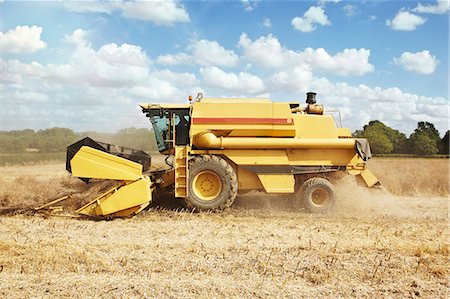 farmer outdoor clouds - Thresher working in crop field Stock Photo - Premium Royalty-Free, Code: 649-06353296