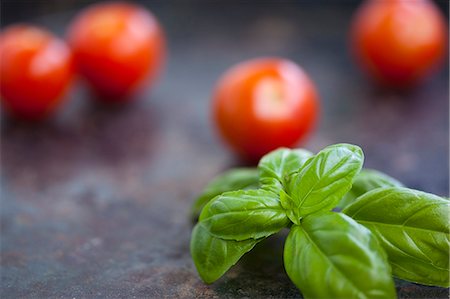 still life with fruit - Close up of basil leaves Stock Photo - Premium Royalty-Free, Code: 649-06400777