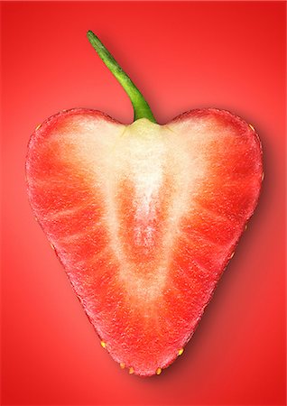 strawberry fruit - Close up of slice of strawberry Stock Photo - Premium Royalty-Free, Code: 649-06400895