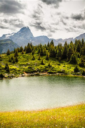 Lake in grassy rural landscape Stock Photo - Premium Royalty-Free, Code: 649-06433169