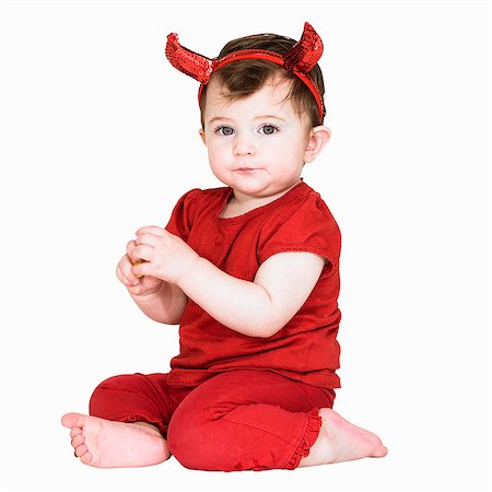 simsearch:649-06533368,k - Toddler girl wearing devil costume Foto de stock - Sin royalties Premium, Código: 649-06489296