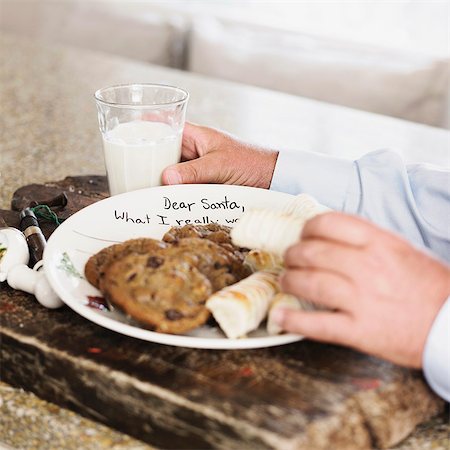 people eating desserts - Plate of cookies and milk for Santa Stock Photo - Premium Royalty-Free, Code: 649-06489290