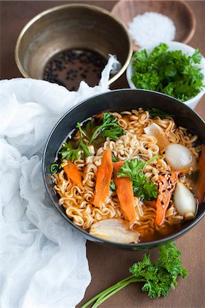 soup garnish - Bowl of vegetable noodle soup Stock Photo - Premium Royalty-Free, Code: 649-06622650