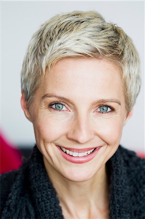 short haired mature women - Close up of womans smiling face Stock Photo - Premium Royalty-Free, Code: 649-06716802