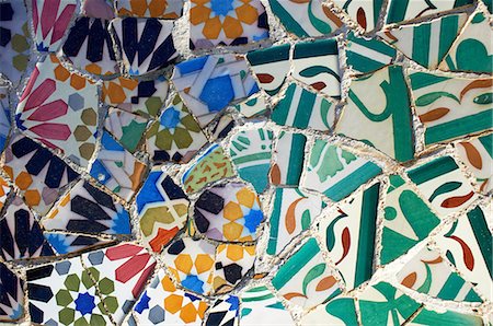Multicoloured and cracked tiles in mosaic, Barcelona, Spain Stock Photo - Premium Royalty-Free, Code: 649-06829808