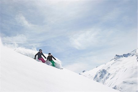 skiing mountain - Two women skiing Stock Photo - Premium Royalty-Free, Code: 649-06844046