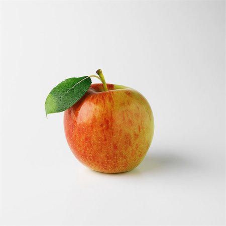 fruta - One apple on white background Foto de stock - Sin royalties Premium, Código: 649-07064948