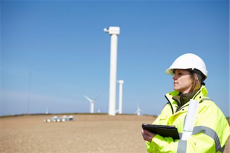 Wind farm and female project manager Stock Photo - Premium Royalty-Free, Code: 649-07062987