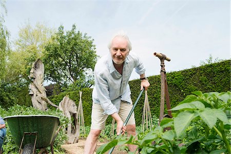 senior gardening looking at camera - Senior man gardening Stock Photo - Premium Royalty-Free, Code: 649-07238604