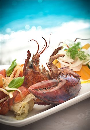 simsearch:6102-07842875,k - Still life of seafood platter with basil and dill garnish Photographie de stock - Premium Libres de Droits, Code: 649-07239062