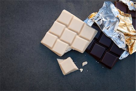 pictures of chocolate bars - Still life with white and dark chocolate Stock Photo - Premium Royalty-Free, Code: 649-07239309